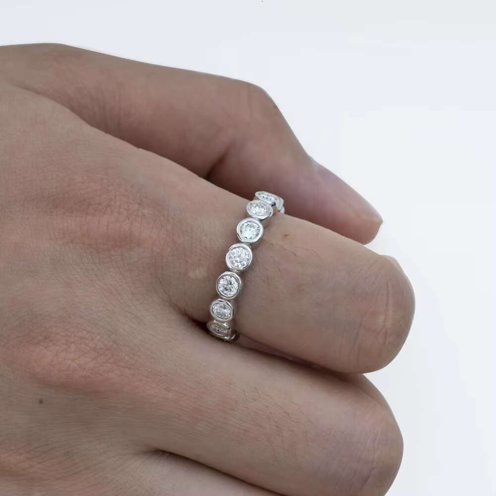 Bezel Diamond Band Rings Sterling Silver 925 Iced Out Vvs Moissanite Fine Jewelry Luxury Band Ring