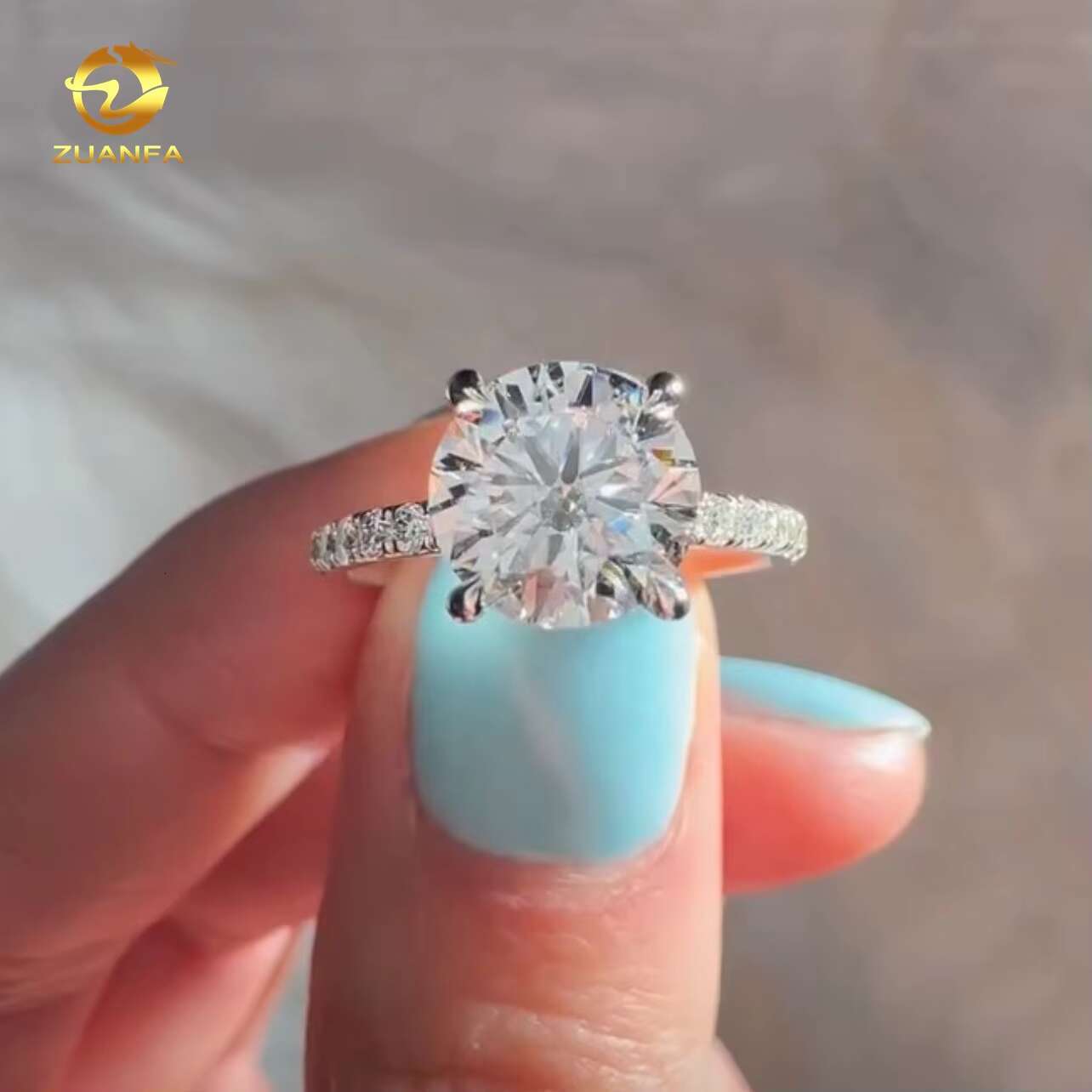 Cheap Price 9K 10K Real Solid Gold Round Brilliant Cut 2.2carat E-F VS1 Clarity Lab Grown Diamond Gold Wedding Engagement Ring