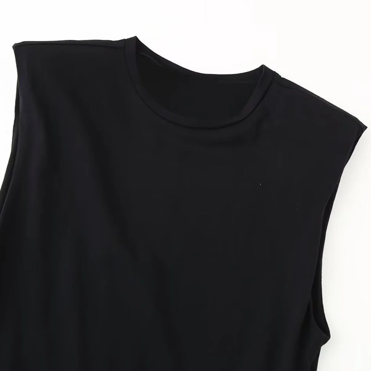 ZBZA Womens Belted Dress Round Neck Sleeveless Splicing n Aline Midlength Skirt Spring and Summer Fashion Long 250514