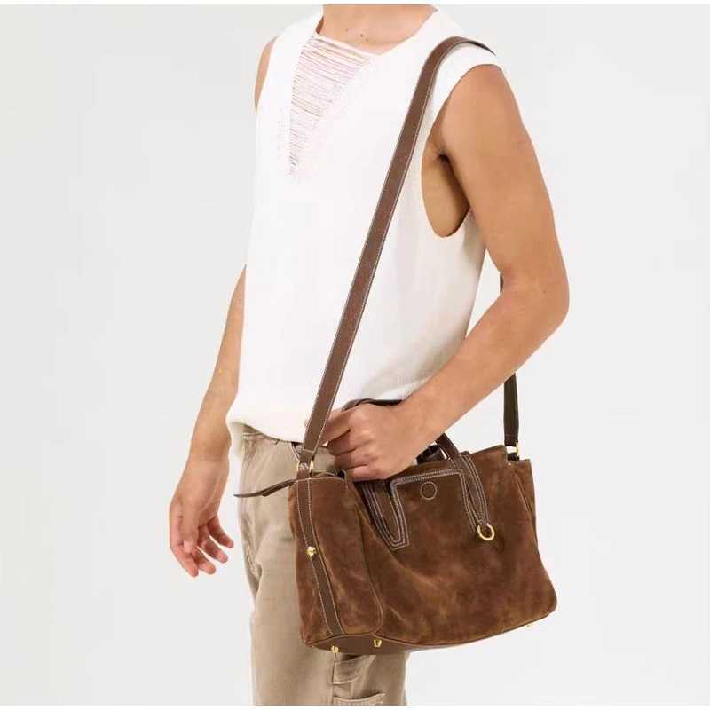 Ladies New Large Capacity Suede Tote Bag Casual Ladies Genuine Leather Shoder Bag Brand Design Autumn Crossbody Bag Z250514