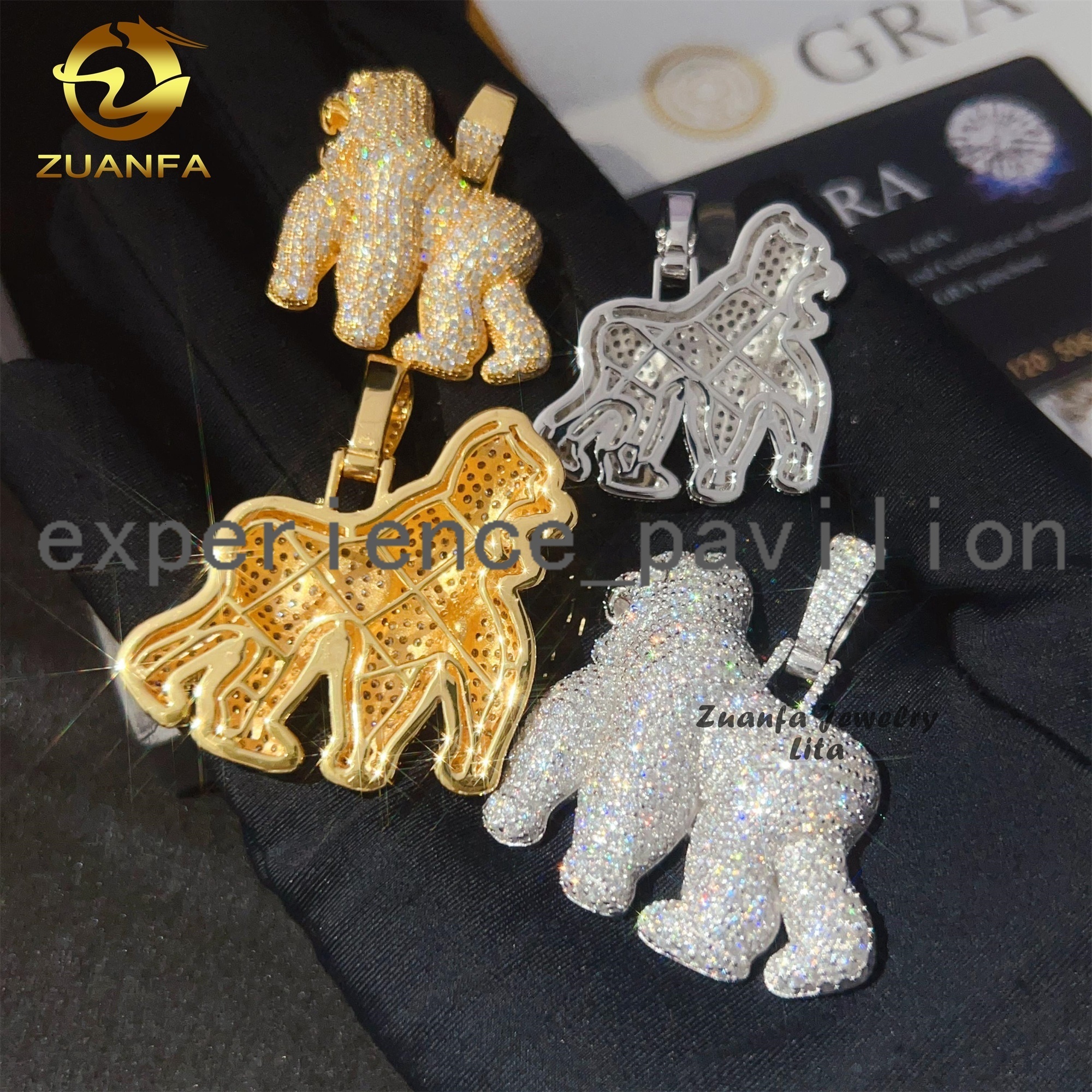Personalized Custom Iced Out Top Quality 925 Sterling Silver VVS Moissanite Gorilla Hip Hop Pendant