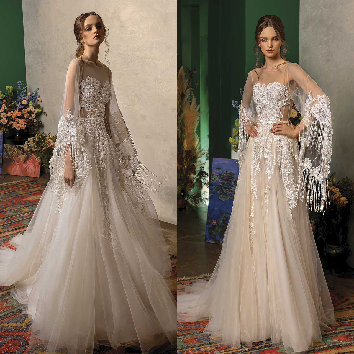 Luxury A Line Wedding Dresses Sexy Long Sleeves Beading Appliques Lace Bridal Gowns Custom Made Zipper Back Sweep Train Robes