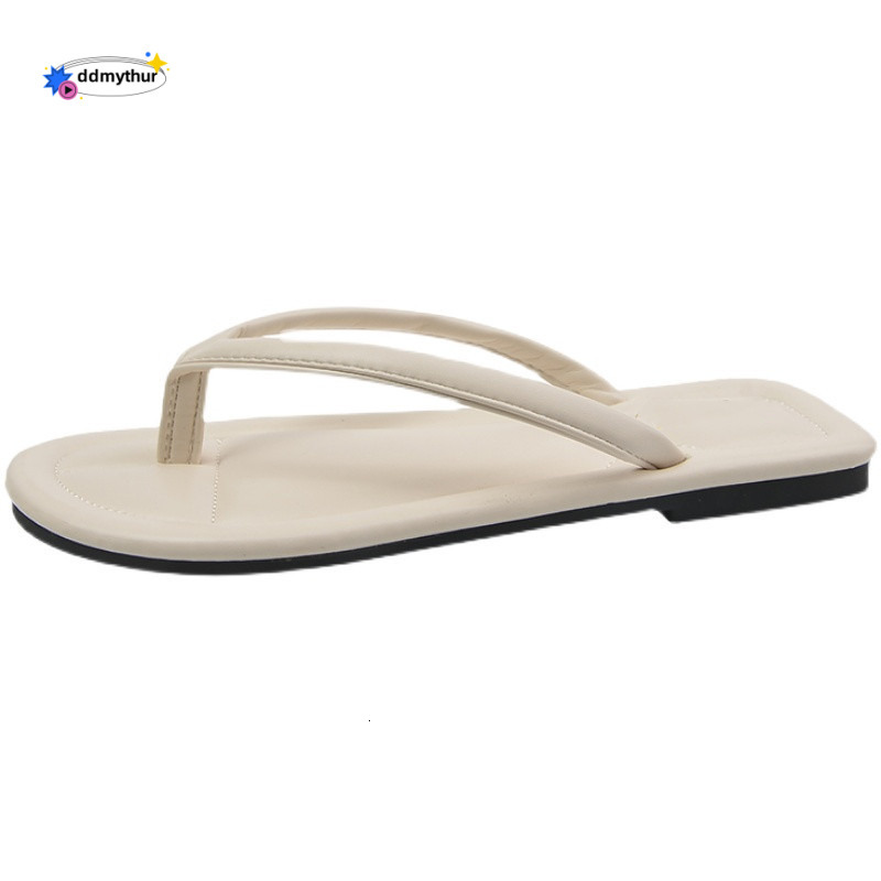 Large size flip flops for summer fashion, flat bottomed M ller toe clamped sandals, beach shoes, women's outdoor wear, high-end feel ddmythur