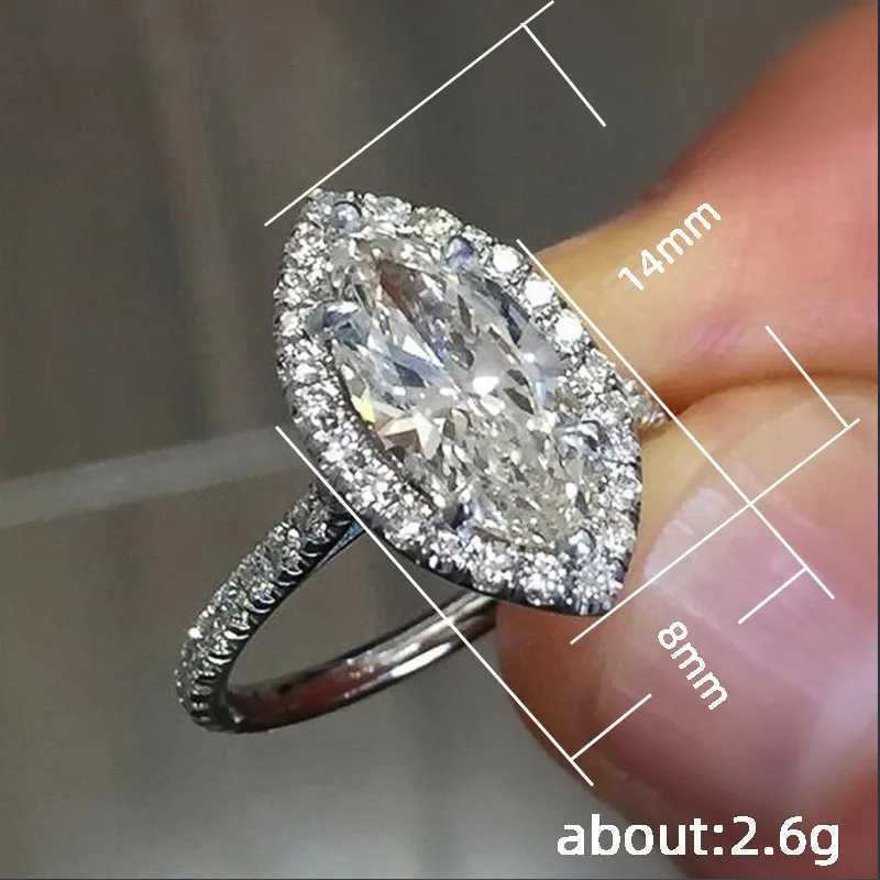 925 Sterling Silver Cubic Zirconia Women Ring Proposal Finger Ring for Girlfriend Simple Design Bling CZ La RingsXJ250514