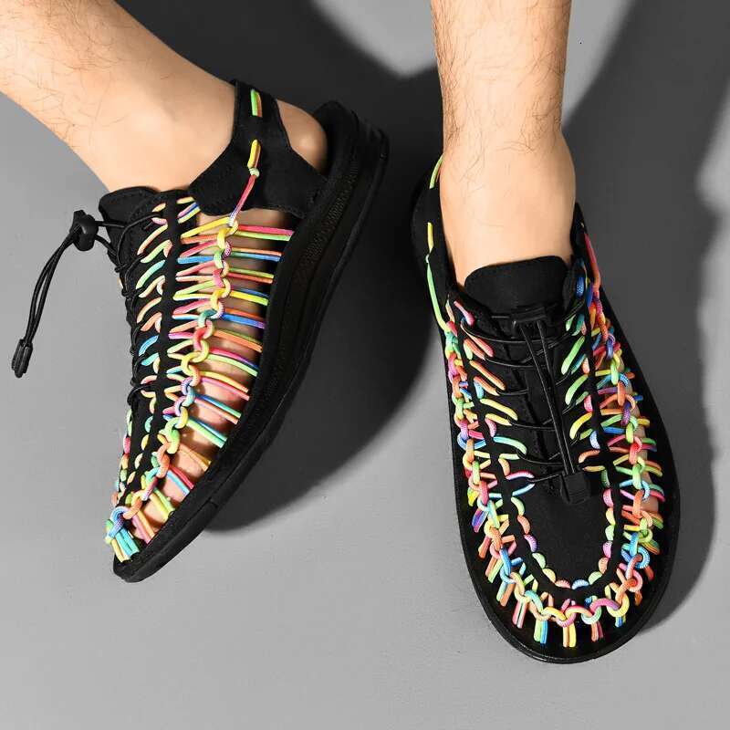 Summer Men Women Slippers Weaving Design Beach Breathable Casual Flat Outdoor Couples Sandals Size 48