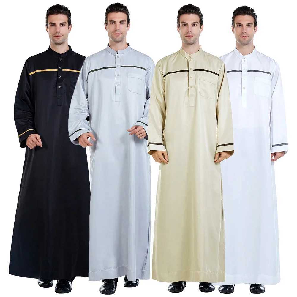 Saudi Arabic Men Thobe Jubba Abaya Muslim Clothing Dubai Islamic Robe Kaftan Traditional Clothing Long Sleeve Dress Eid Ramadan X250514
