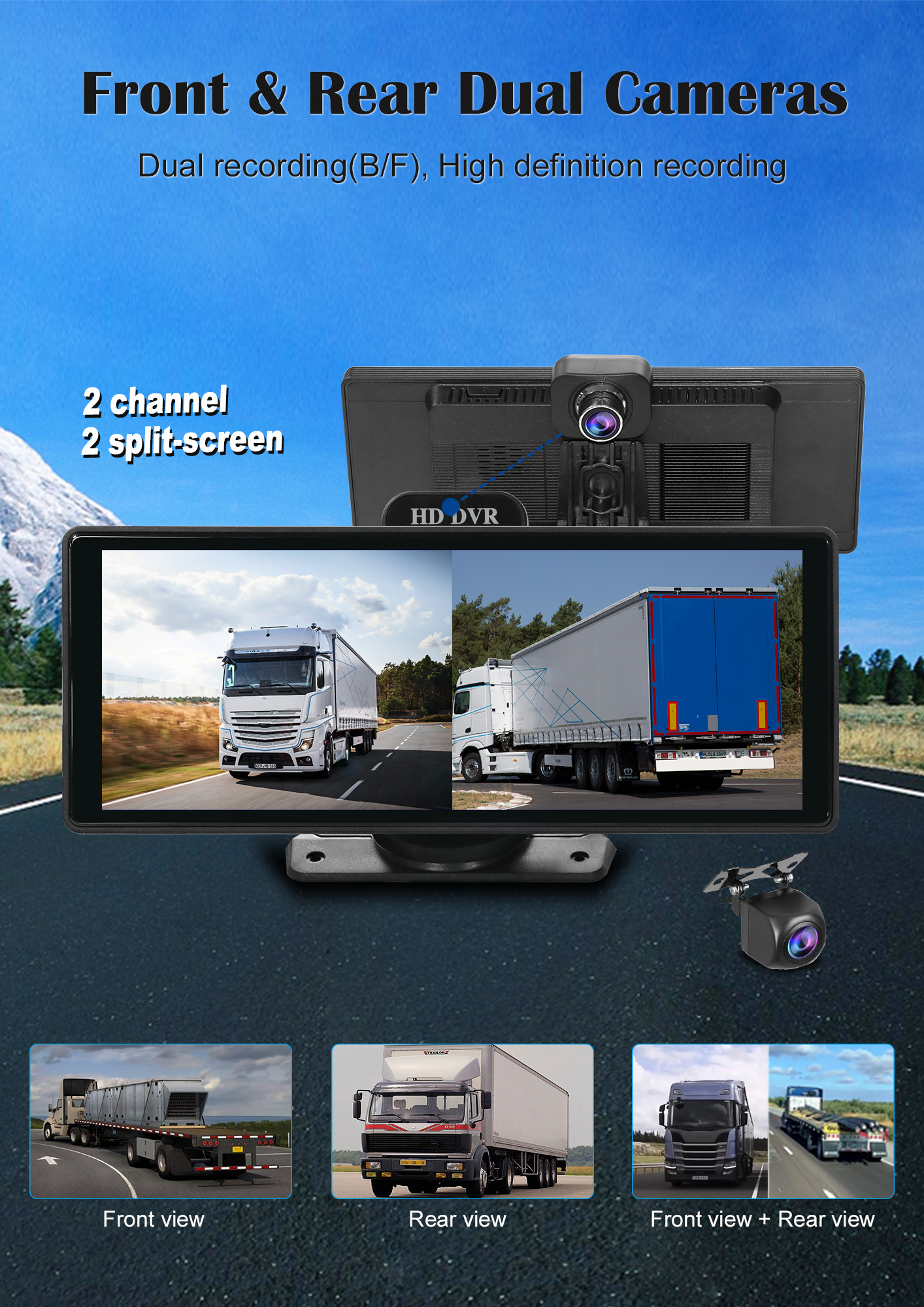 BY-CS102 10.26" IPS Touchscreen Car Display with Dual 1080P Cameras Wireless CarPlay/Android Auto Global Certified & OEM Support