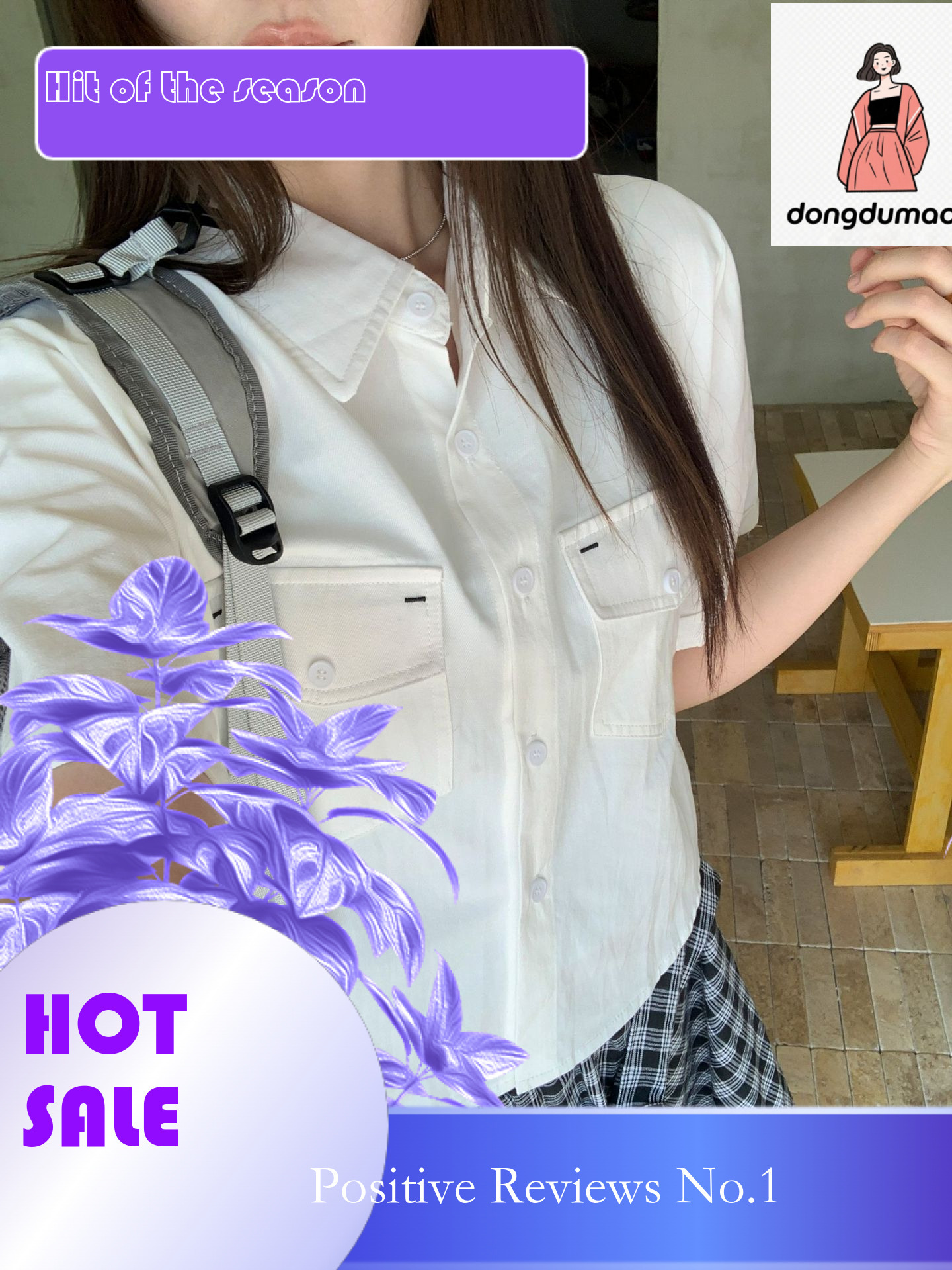 dongdumaoyi 2025 summer chic Korean version short sleeved workwear pocket POLO collar casual simple single breasted shirt top