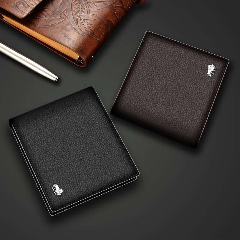 BISON DENIM 100% Genuine Cowskin Leather Men Brand RFID Bifold Zipper Coin Purse Card Holder Wallet