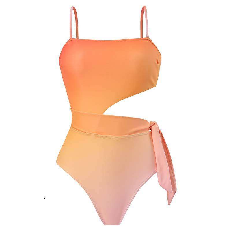 2025 gradient printed one-piece swimsuit for women in Europe America, popular on Instagram, retro strap swimsuit, new style, chic and elegant clothing