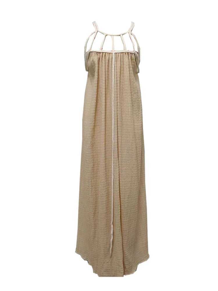 ByeMyLove Loose Sleeveless Beach Dress Backless Maxi Dress For Women Crochet Cut Out Off Shoulder Loose Hem Party Long DressXJ250514