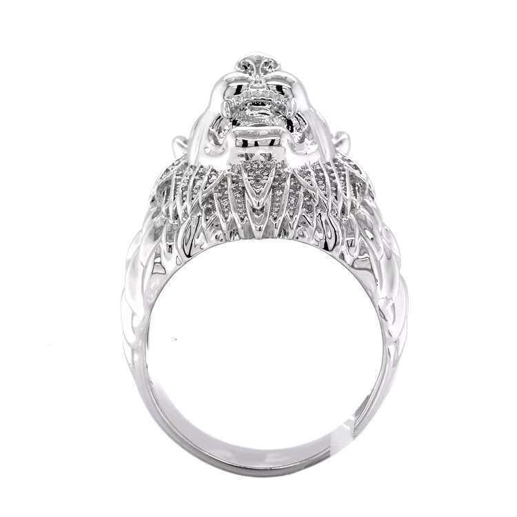 High quality hip-hop jewelry chilled crown lion silver ring