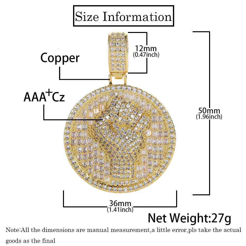 Hip Hop Iced Gold Plated Fist Coin Pendant Necklace