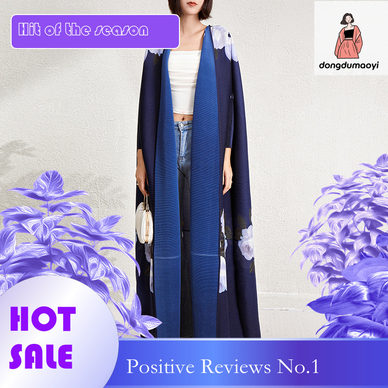 dongdumaoyi Dubai printed women s pleated cardigan robe dress Pakistan Indonesia loose cloak style clothing