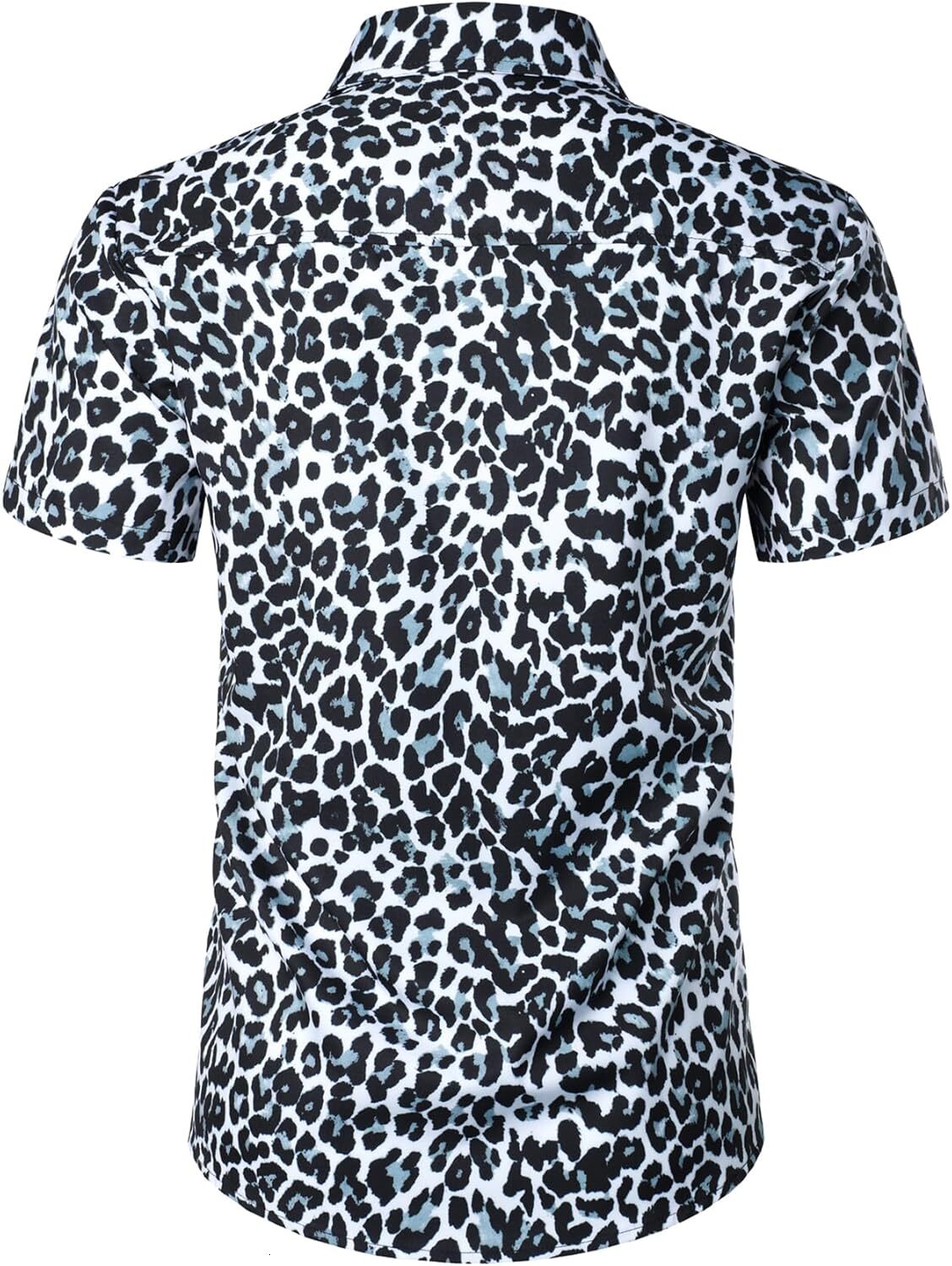 Mens Polo shirt Men's Stretchy Causal Leopard Cheetah Print Short Sleeve Slim Fit Button Up Shirt Polos shirts tshirt Casual tops summer clothes