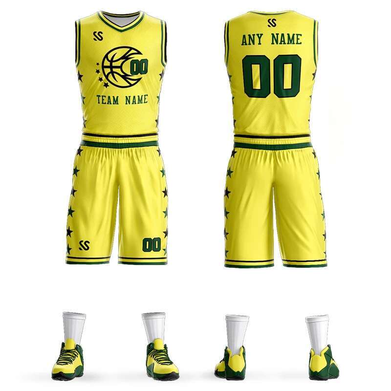 Custom Basketball Jersey Sets Vest Shorts Print Fashion Design Your Name Number Training Soft Cool Sportswear Suit For Adults