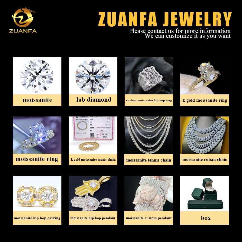 Pass Diamond Tester 925 Sterling Silver Hip Hop Jewelry Men Necklace 8mm 2 Rows Iced Out Vvs Moissanite Cuban Link Chain