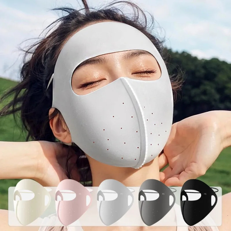 2025 Summer Sunscreen Mask Full Face Female Outdoors Face Guard Breathable Sunshade 3D Stereoscopic Ice Silk Full Face Mask 250514