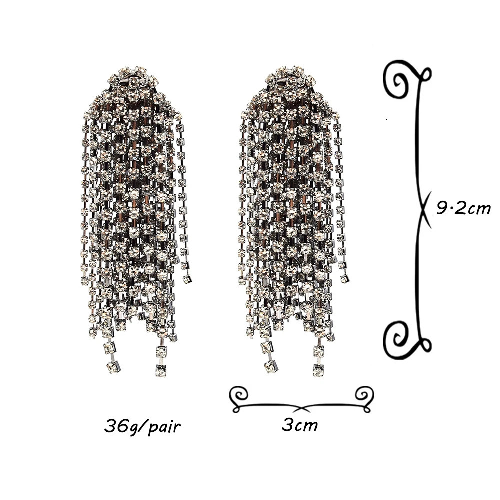 Exaggerated Crystal Dangle Earrings For Women Long Tassel Rhinestone Earrings Girls Wedding Jewelry Wholesale 250513