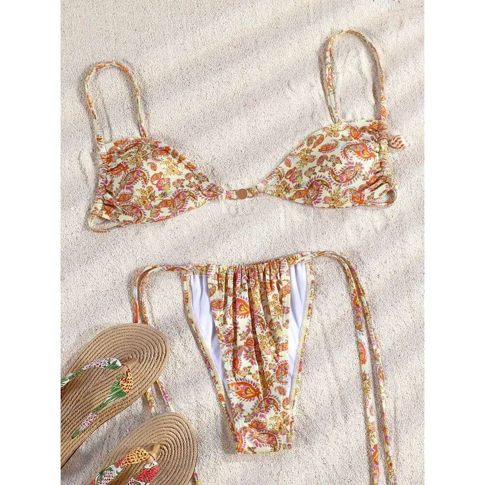 ZRTAK Two Piece Women Swimsuit Push Up Bathing Suit Sexy Bikinis Sets Swimwear Print Beachwear Solid Biquinis