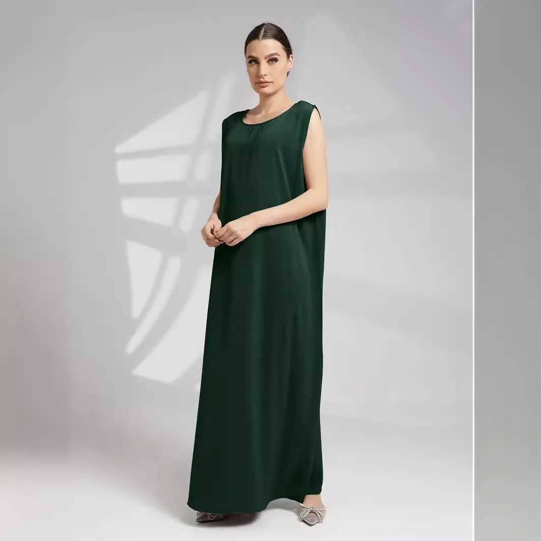 Basic Plain Under Abaya Dress Inside Abayas Robes Muslim Women Modest Simple Inner Slvess Dress Eid Ramadan Islamic Clothing X250514