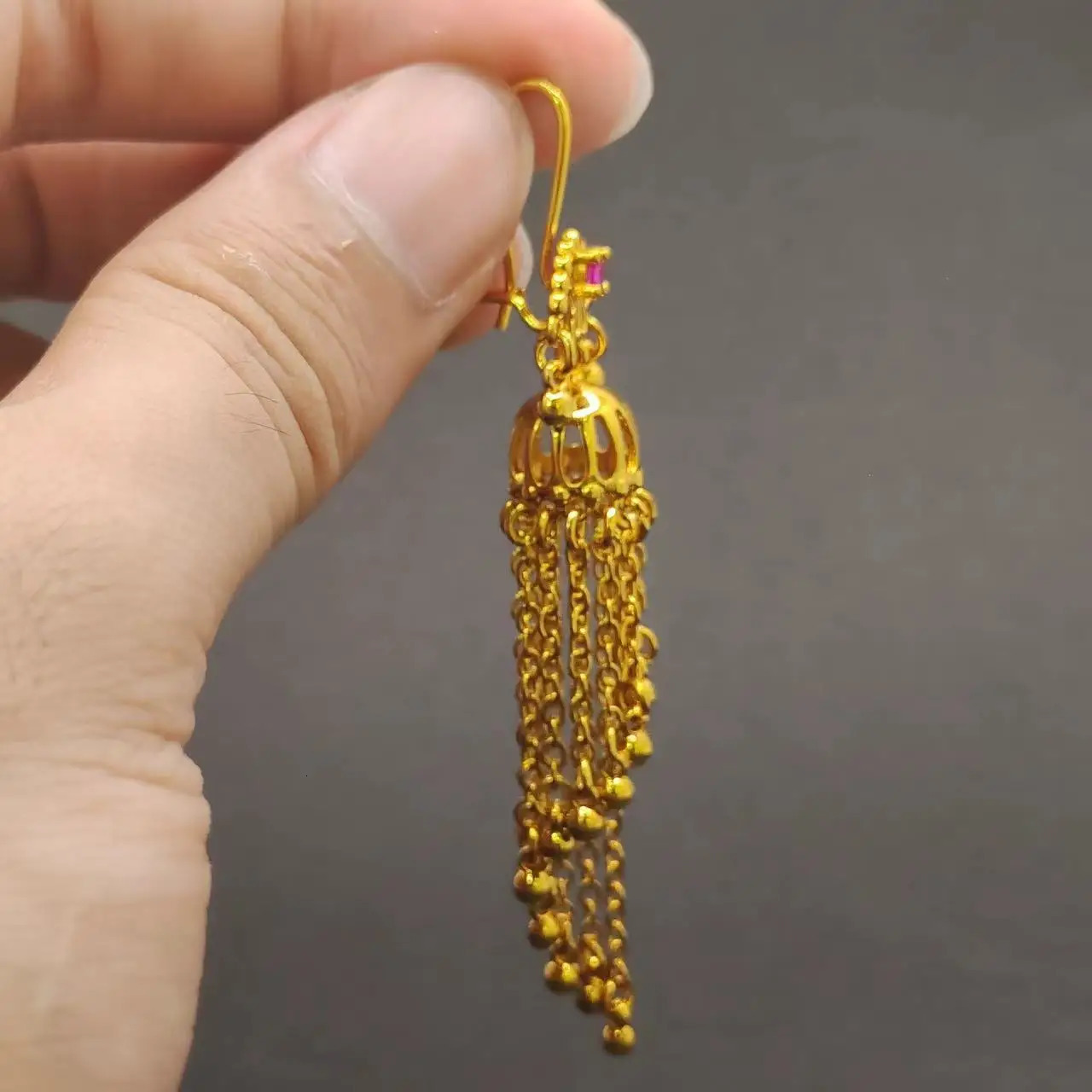 Bohemia Style Womens Earrings Indian Ethnic Gold Plated Brass Long Chain Tassel Earring Vintage Jewellery Ear Decoration 250513