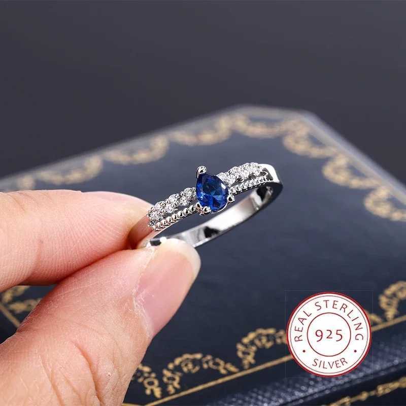 Trend Double Hollow Round Oval Sphire 925 Silver Plated Couple Ring for Women Silver Plated Christmas Gift Party JewelryXJ250514
