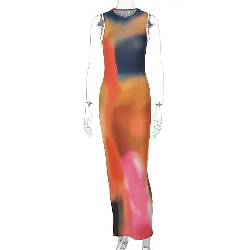 Dulzura Women 2025 Summer Elegant Party Club Streetwear Beach Vacation Bodycon Tie-Dye Long Dress Wholesale Items For BusinessXJ250514