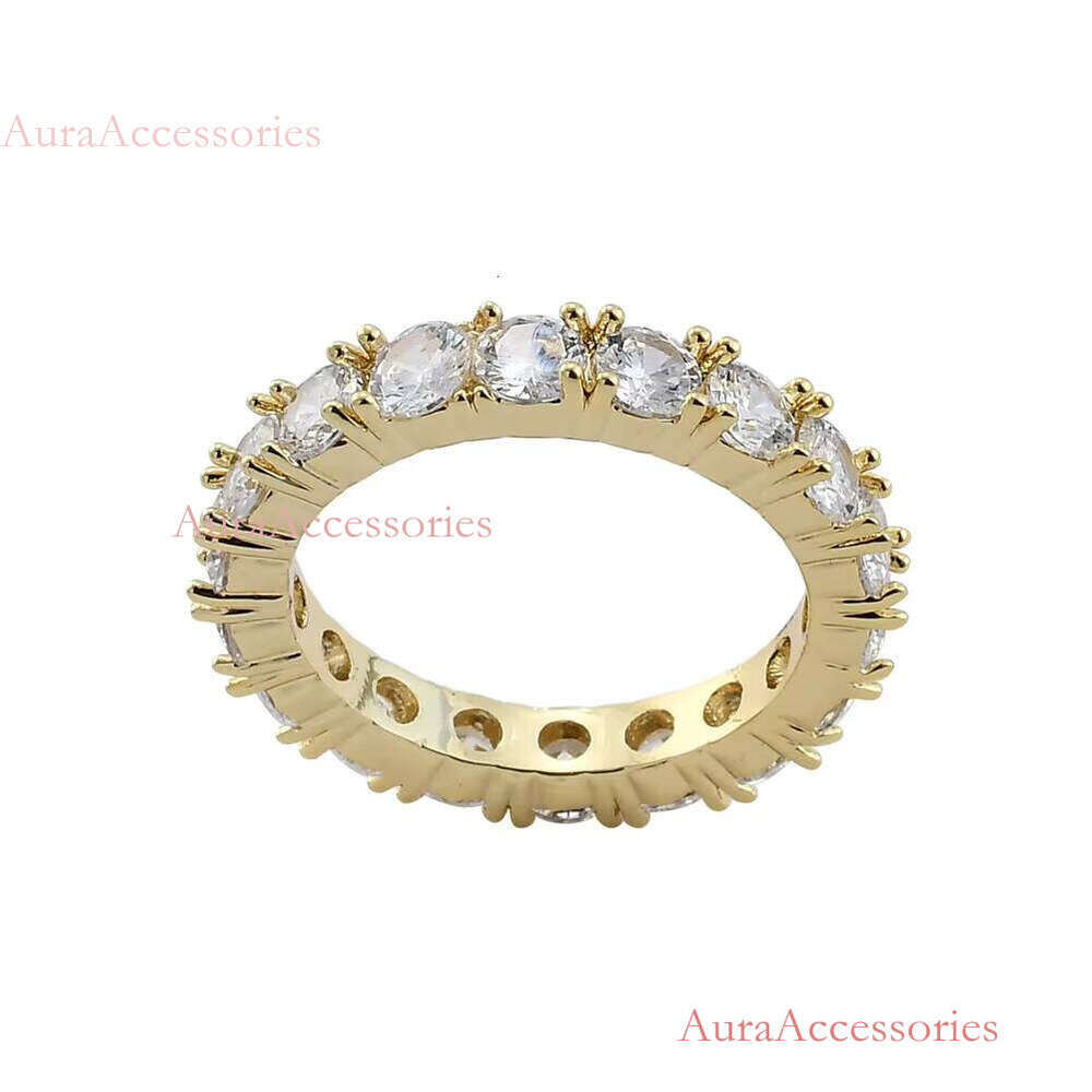Fashion Jewelry S Sterling Sier White 4mm Moissanite Dia Gold Plated Eternity Rings for Men Women