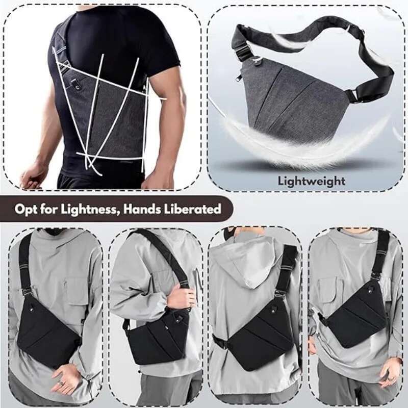 Theft Crossbody Anti Bag, Chest Bags Women Men, Slim Sling Shoulder Bag Anti-theft Design for Travel, Sport, Work , Men, -theft Travel, Sport,