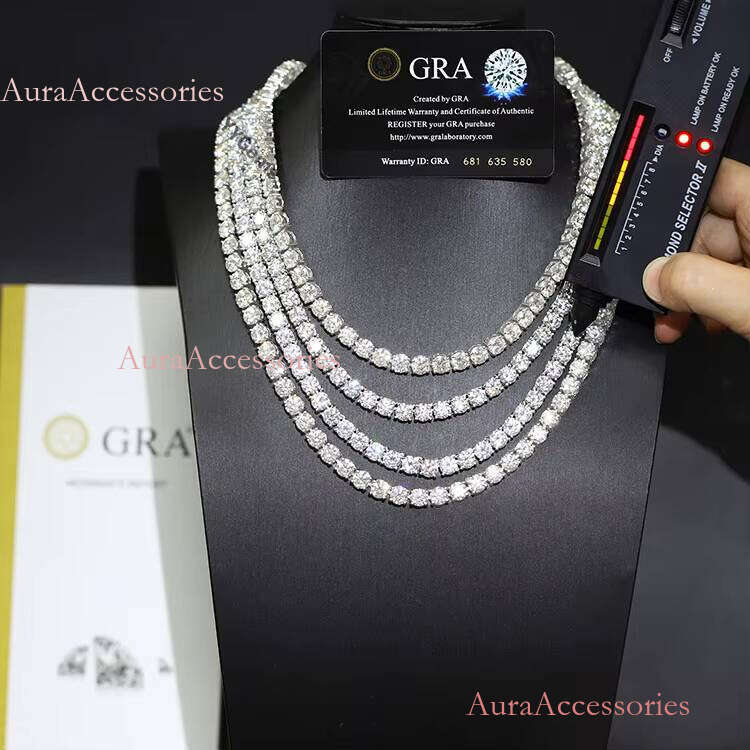 High Quality 1.0CT/6.5MM Link White Gold Plated S Sterling Sier VVS Moissanite Tennis Chain Bracelet Necklace Jewelry