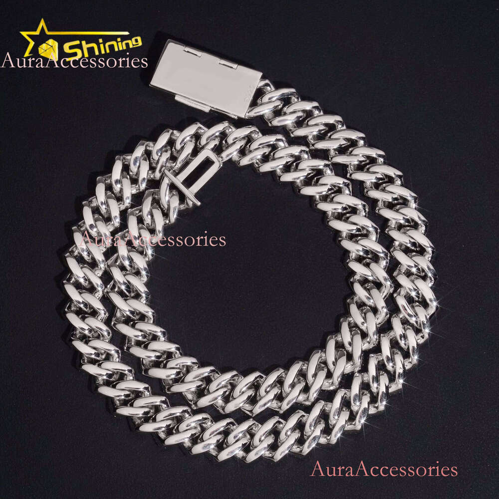 High Quality 12mm Solid Sterling Sier Men Hip Hop Jewelry Iced Out Baguette VVS Moissanite Cuban Link Chain Necklaces