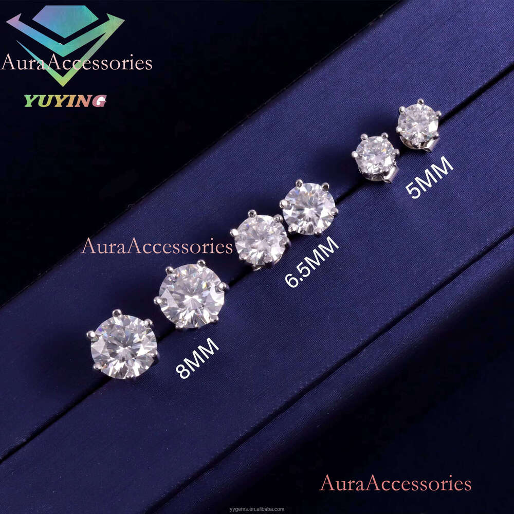 RTS Classic 6 Prongs Mossanite for Men Women Sterling Sier 0.5ct-2ct VVS Moissanite Dia Stud Earrings