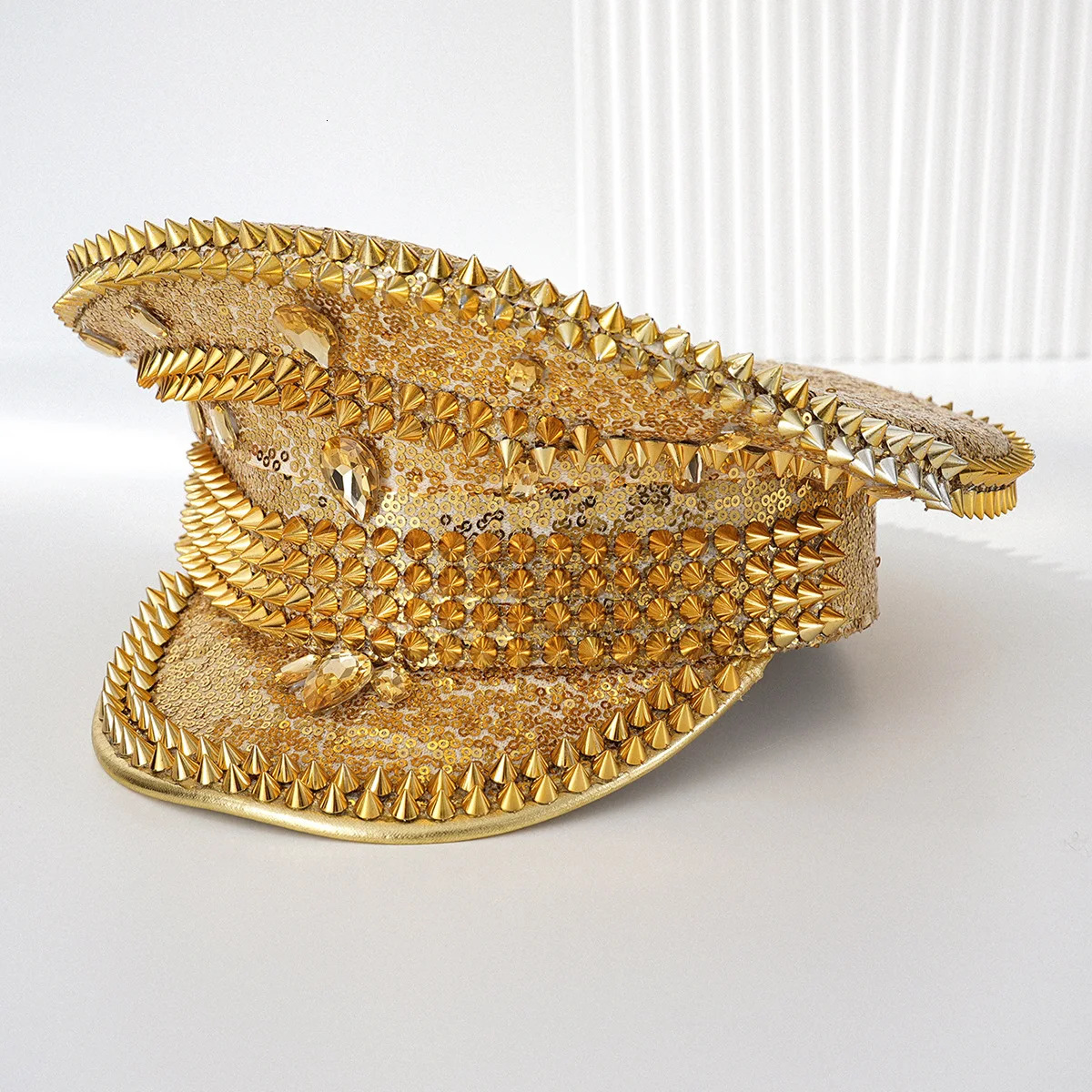 Fashionable rhinestone womens studded rivet party ball hat in one size fits all cool punk style 250513