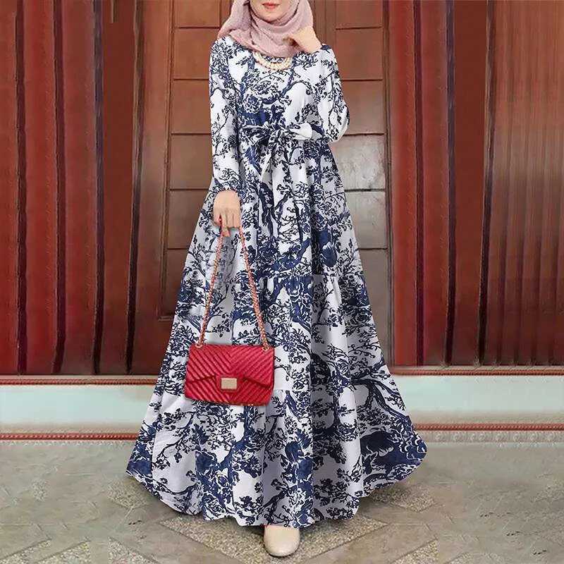Women dress Eid Muslim Dresses Long Slve O Neck Dubai Abaya Print Long Robe Patchwork Kaftan Casual Abayas Ramadan Morocco X250514