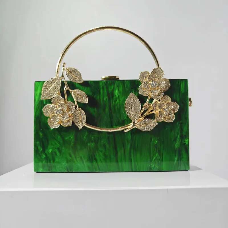 New Womens Banquet Pearlescent Acrylic Women's Tote Crossbody Vintage Shoulder Square Bags Flowers Purse Evening Bag