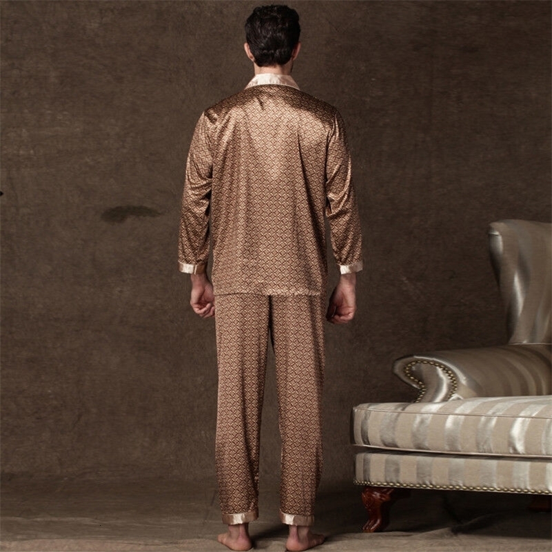 Mens dyed silk sleepwear set mens printed y250427
