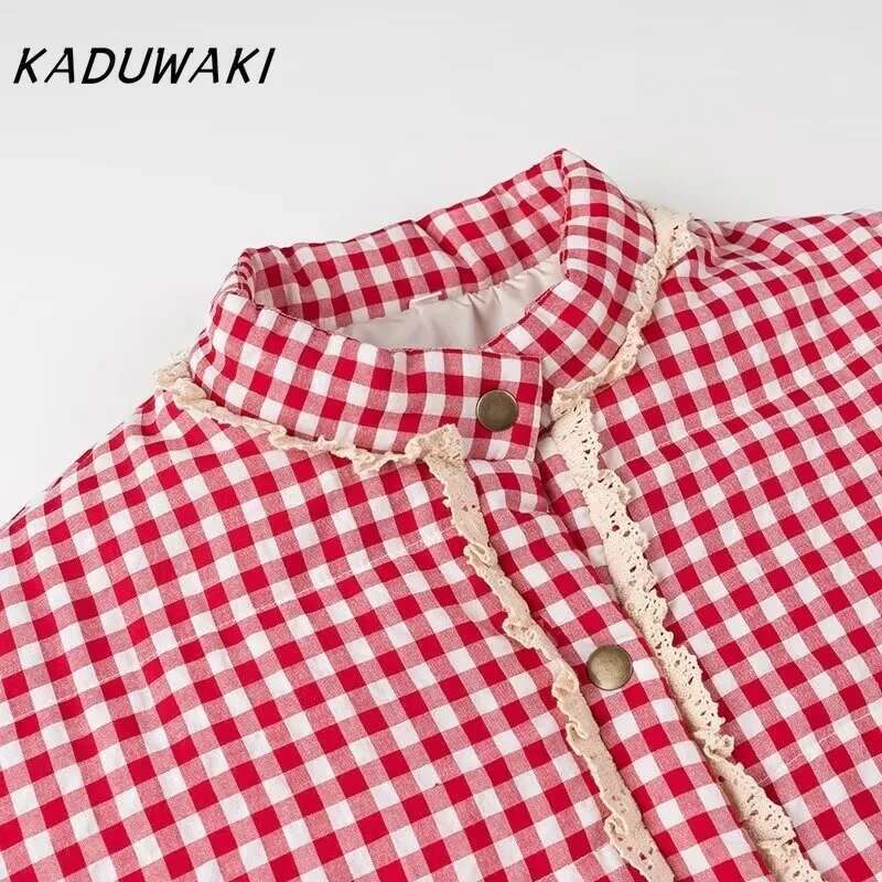 KADUWAKI Korean Lovely Loose Heart Patterned Parkas Spring Long Sleeve Quilted Cotton Padded Jacket Coats Female Cute Outerwear