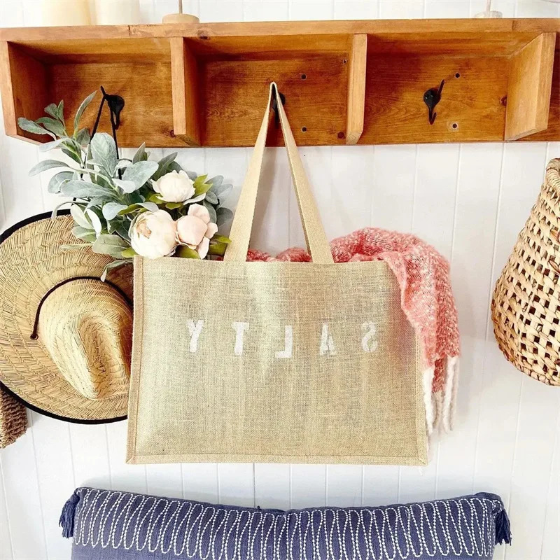 100pcs High quality Custom Color Recycle Grocery Jute Tote Bags Women Fashion Reusable Shopping Bag 250514