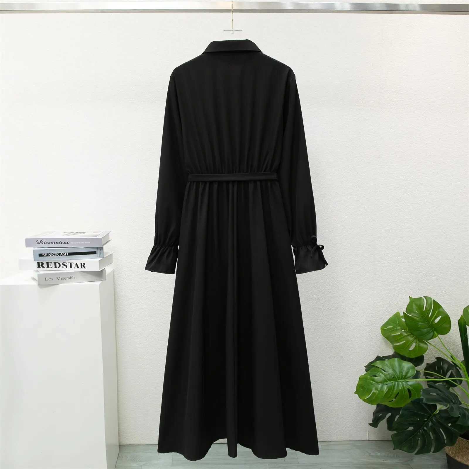 Women Long Dresses Spring Autumn Fashion Female Vintage Full Slve Solid Casual Chiffon Dress Women Maxi Dresses Muslim Dresses X250514