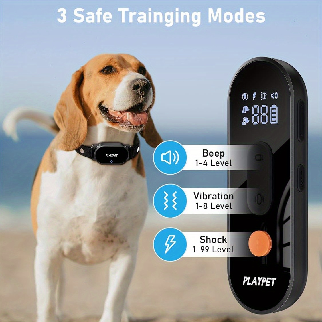 2000FT Rechargeable Dog Training Collar - Waterproof Electric Dog Shock Collar with Remote Range, 3 Training Modes for 5-120lbs Small Medium Large Dog