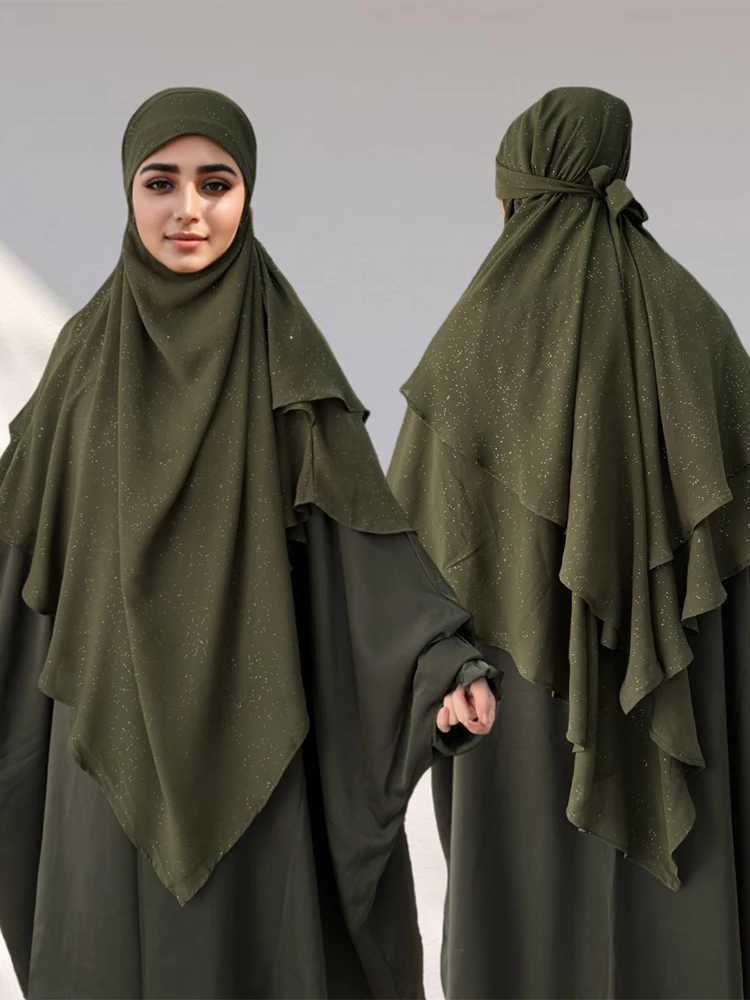 2025 New Shimmer Eid Djellaba Dress Muslim Womens Prayer Abaya with Khimar Turkish Jalabiya Islamic Hijab Ramadan Luxury Kaftan X250514