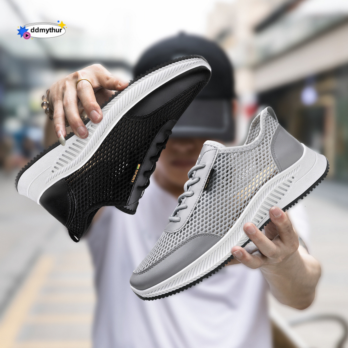 Summer Breathable Thin Soft Sole Student Running Mesh Surface Casual Comfort Hollow Men's Sports Shoes ddmythur