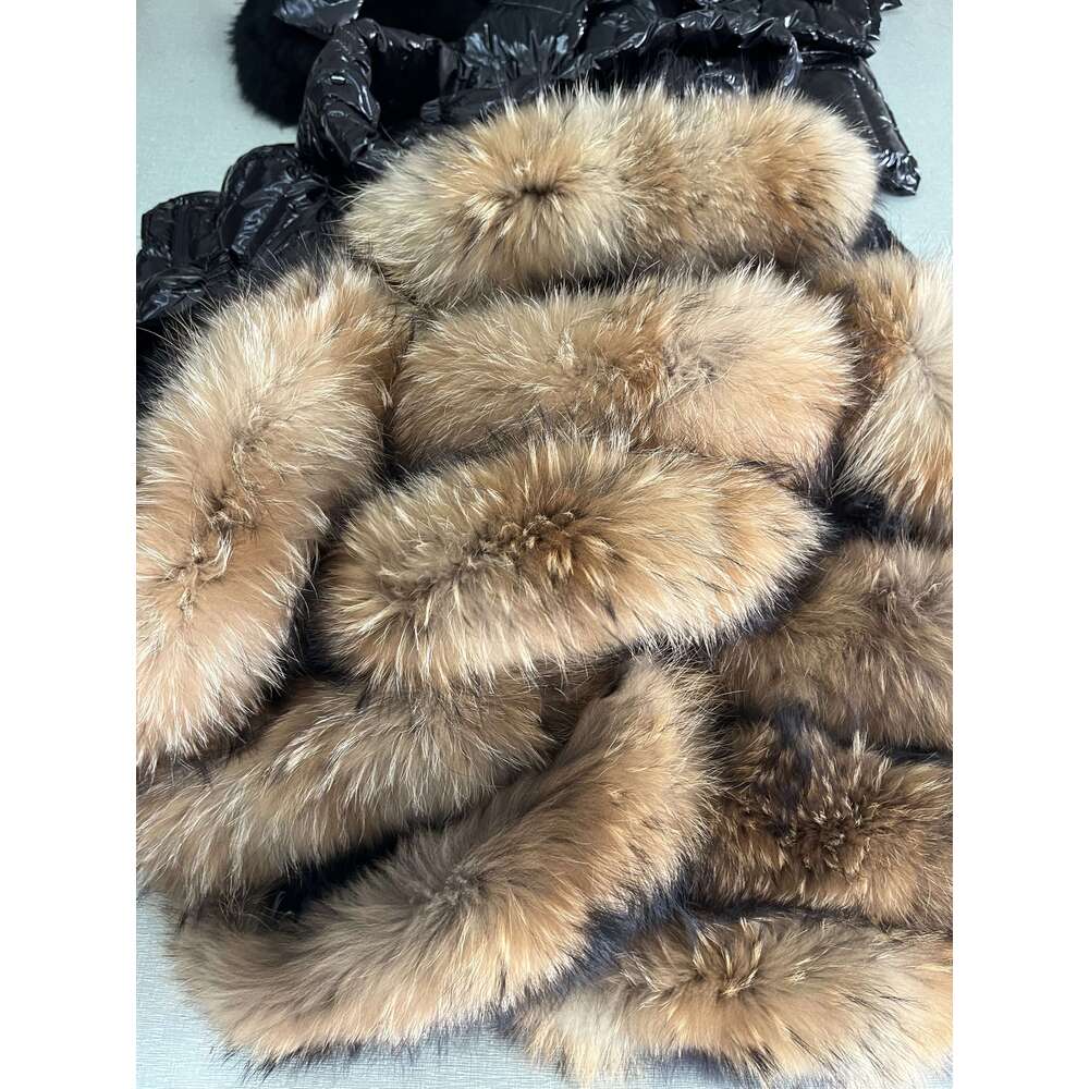 Maomaokong Winter Waterproof Jacket Women Real White Duck Down Lining Coat Natural Raccoon Fur Collar Warm Black Down Jacket