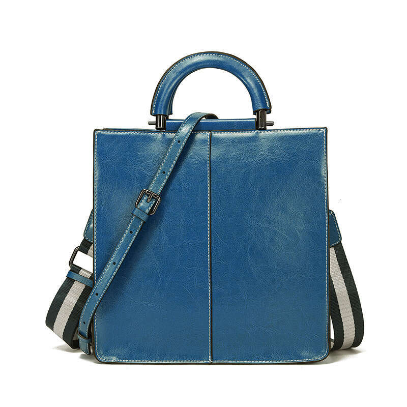 Tote Bag Oil Wax Cowhide For Women S High End Commuting Handbag New Large Capacity Single Shoulder Bag KQ
