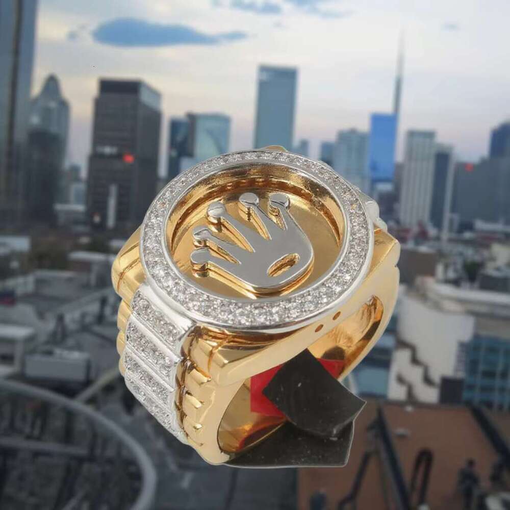 Silver solid color crown ring, gold plated zirconia pavement ring