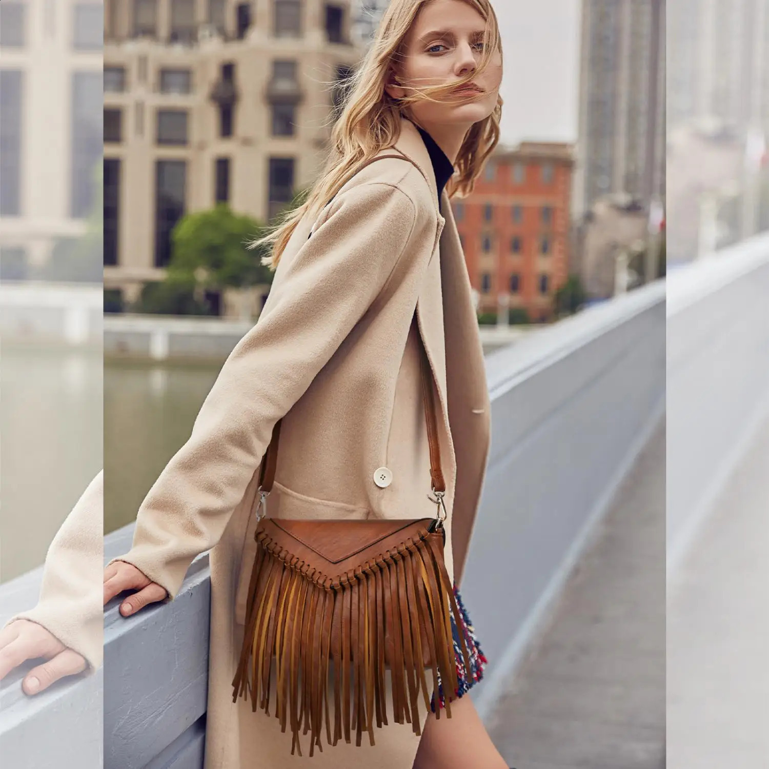 Tassel Crossbody Purse for Women PU Leather Western Hobo Fringe Handbag Shoulder Bag 250513