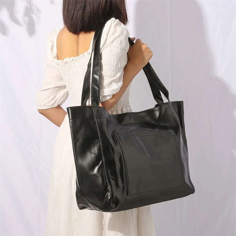 Oversized Handbags For Women Designer Soft PU Leather Shoulder Purse Shopper Bags Female Vintage Large Capacity Tote Bag