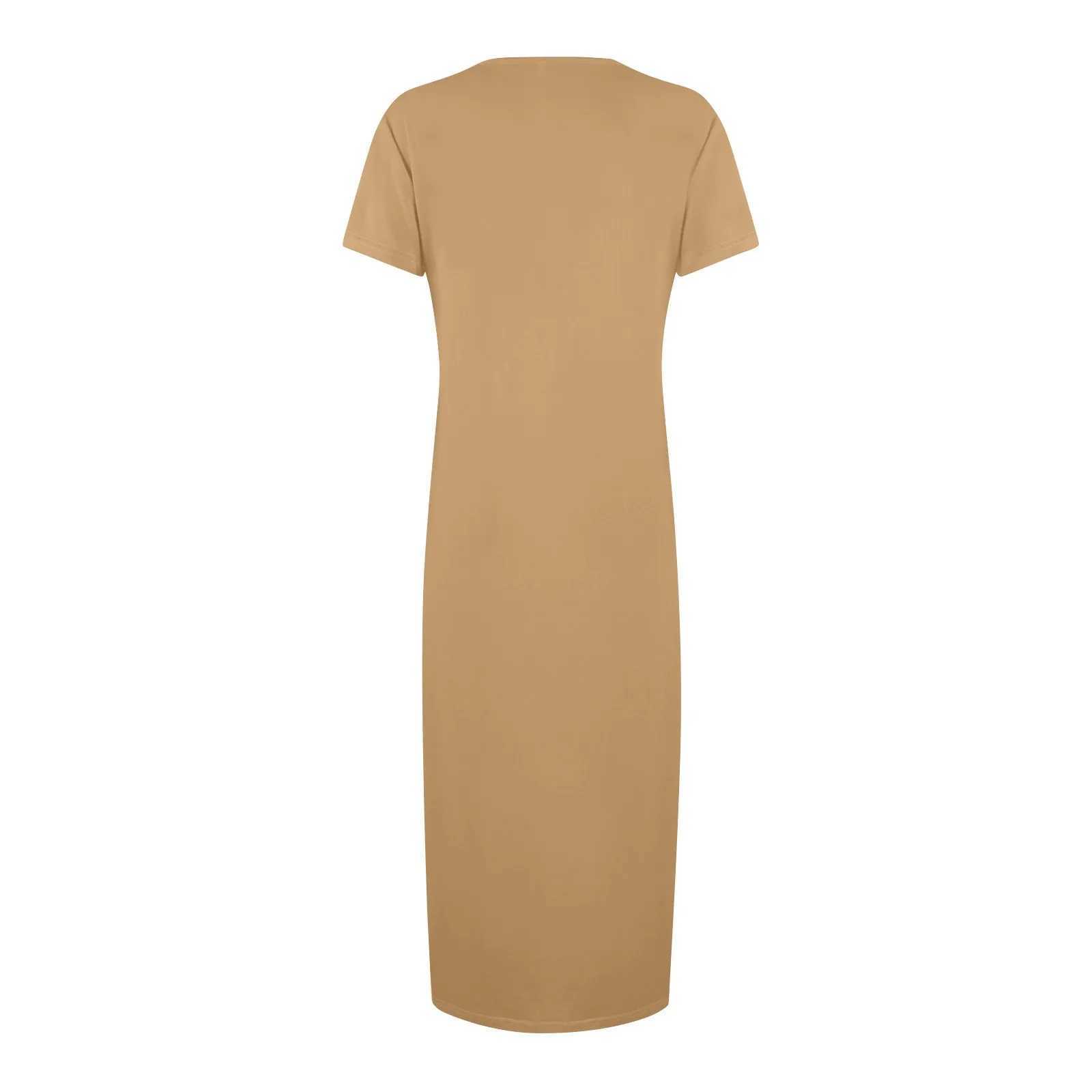Womens Fashion Casual long dress Summer Dresses Solid Color Round Neck Short Sleeve Classic Dress Available in multiple colorsXJ250514