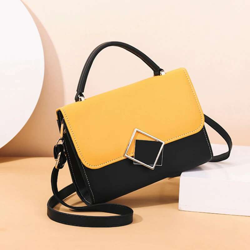 Contrast Color Fashion Crossbody Women PU Leather Shoulder Casual Messenger Designer Small Square Bag Bolso